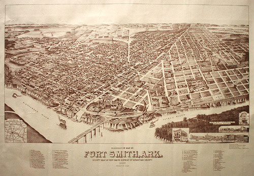 1887 Perspective Map of Fort Smith